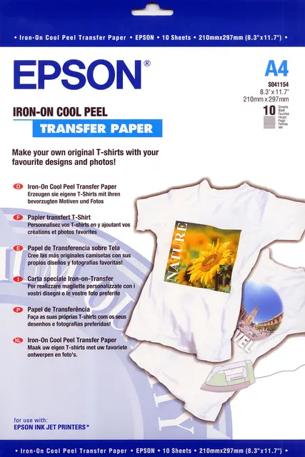 Epson A4 Iron-on-transfer Paper Iron On 'Cool Peel' T-Shirt Paper. 
