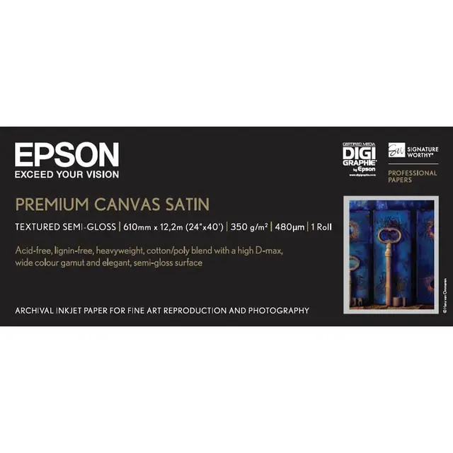 Epson Premium Canvas Satin 24" 350g for Epson 61cm x 12,2m 350g 