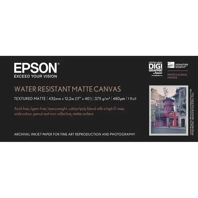 Epson Water Resistant Matte Canvas 17" for Epson 43cm x 12,2m. 375g 