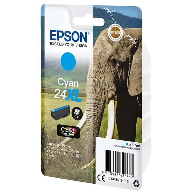Epson 24XL Cyan Claria Foto Blekk XP-750/XP760/XP-850/XP-950 