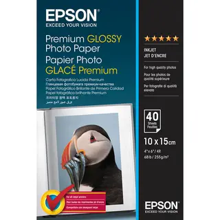 Epson Premium Glossy Photo Paper 10x15cm 40 Ark. 255 gram Blankt fotopapir