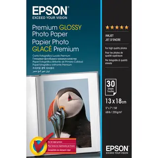 Epson Premium Glossy Photo Paper 13x18 255g/m&#178;, 30 ark