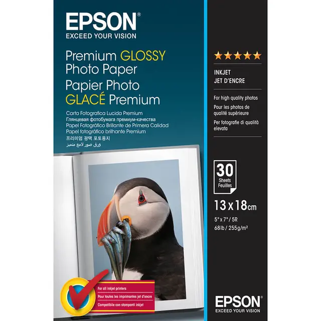 Epson Premium Glossy Photo Paper 13x18 255g/m², 30 ark 