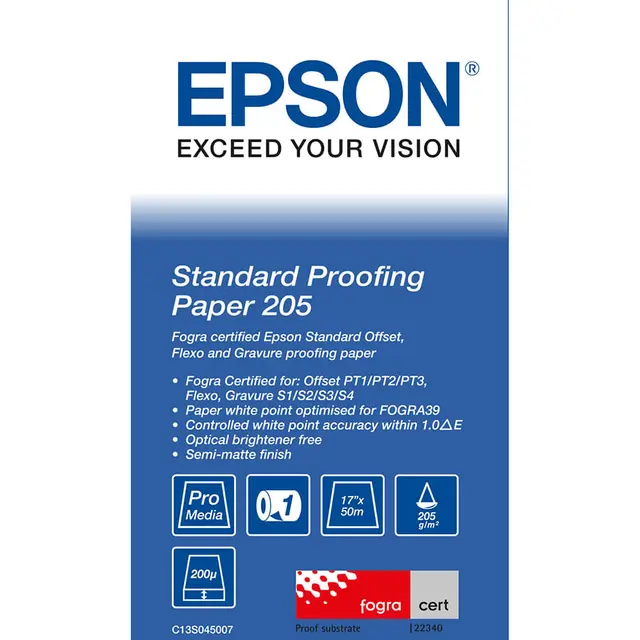 Epson 17" Standard Proofing Paper 205g, 43cm x 50m. 205gr. 