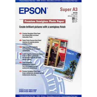 Epson A3+ Premium Semigloss Photo Paper 328x483mm 255 g/m². 20 ark