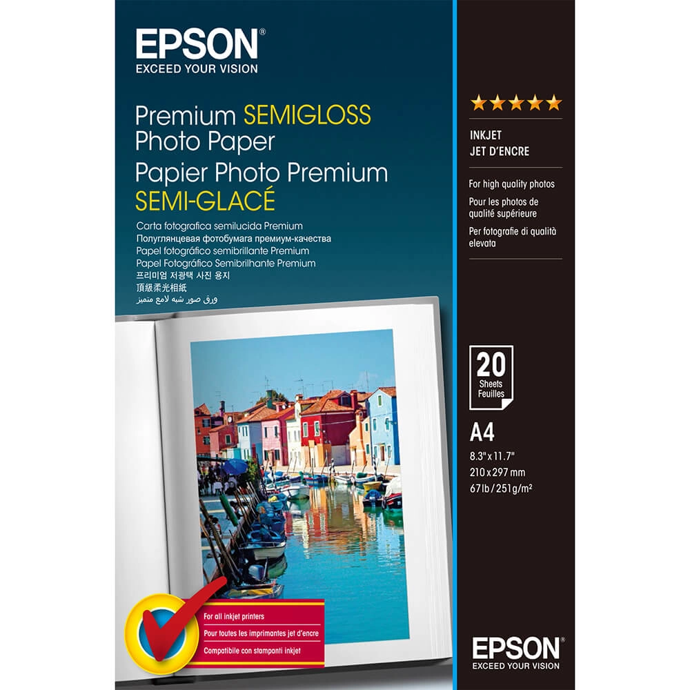 Epson Premium Semigloss Photo Paper A4 20 ark. 251g.