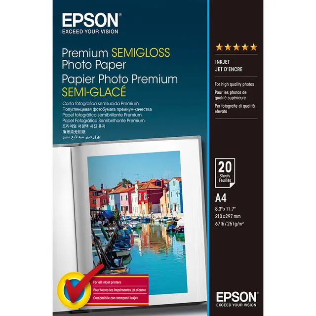 Epson Premium Semigloss Photo Paper A4 20 ark. 251g. 