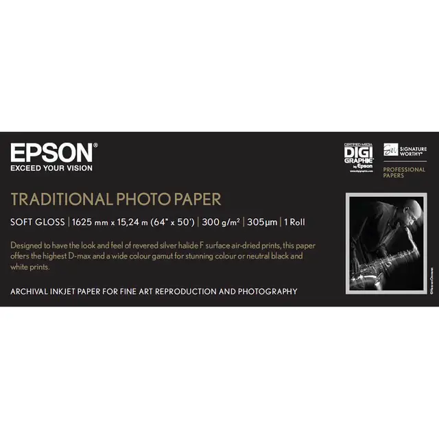 Epson Traditional Photo Paper 64" 162,5cm x 15m rull 300 g/m² 