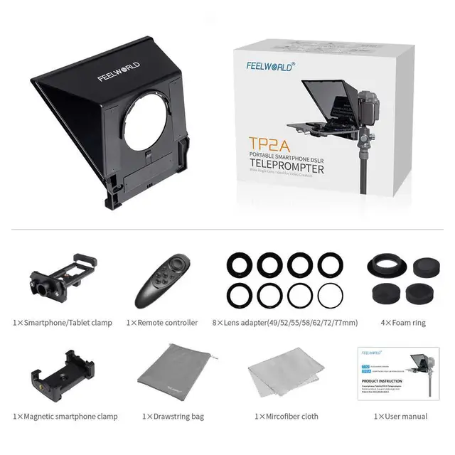 Feelworld TP2A Portable Teleprompter For Smartphone og DSLR 