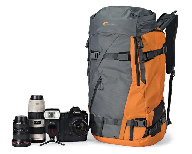 Lowepro Powder BP 500 AW Grey/Orange Fotoryggsekk. Lav vekt. Grå / Orange 