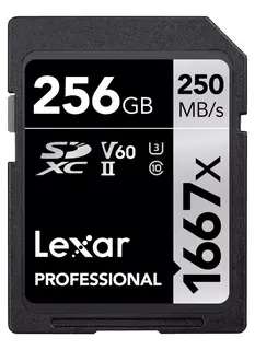 Lexar Pro 1667X SDXC UHS-II U3 256GB V60, Max Read 250 - Write 120 MB/s