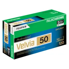 Fujifilm Fujichrome Velvia RVP 50 120/5 5pk. Positiv fargefilm. ISO 50
