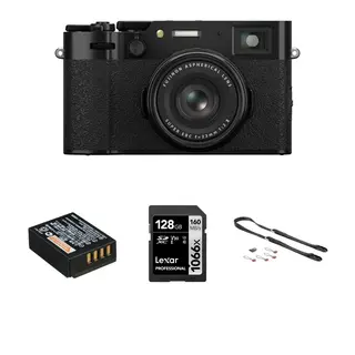 Fujifilm X100VI Black med tilbehør m: Batteri | 128GB SD-kort | Nakkerem
