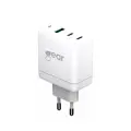 Gear Lader GAN 220V 2xUSB-C+1xUSB-A PD Hurtiglader. 45W+18W+5A (total 65W) Hvit