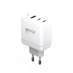 Gear Lader GAN 220V 2xUSB-C+1xUSB-A PD Hurtiglader. 45W+18W+5A (total 65W) Hvit