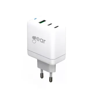 Gear Lader GAN 220V 2xUSB-C+1xUSB-A PD Hurtiglader. 45W+18W+5A (total 65W) Hvit