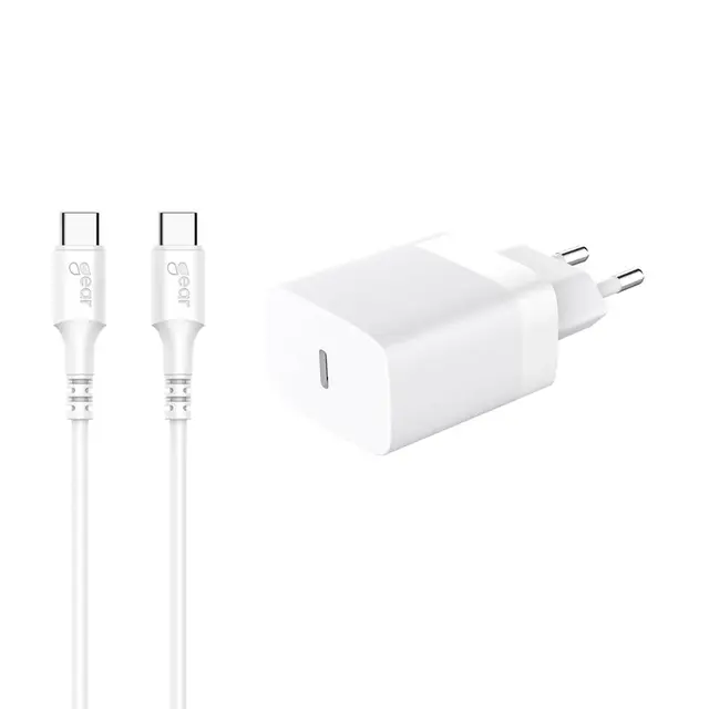 Gear Lader 220V 1xUSB-C Hvit PD/PPS 30W Hurtiglader 30W PD inkludert USB-C kabel 