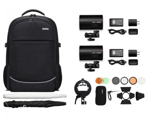 Godox AD100Pro TTL Pocket Flash Dual KIT 2 lamper i ryggsekk inkl lysforming 