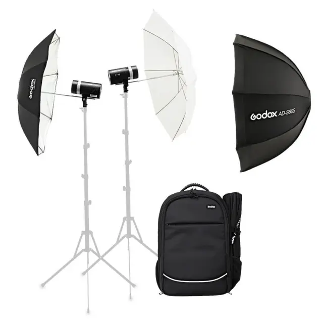Godox AD300 PRO TTL Dual set 2stk AD300, Paraplyer, ryggsekk 