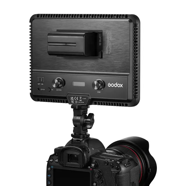 Godox LDP18Bi LED Video Light Panel Bi-C LED lampe 2800-6500K. AC-strømadapter 