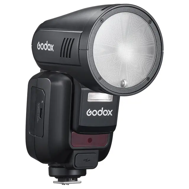 Godox V100 TTL Speedlite for Nikon Kamerablits med rundt hode. Nikon TTL 