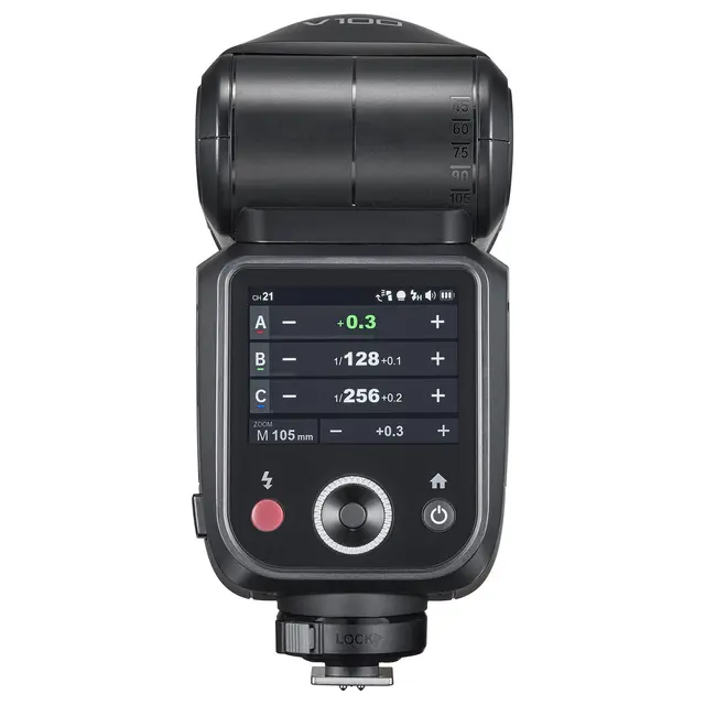 Godox V100 TTL Speedlite for Nikon Kamerablits med rundt hode. Nikon TTL 