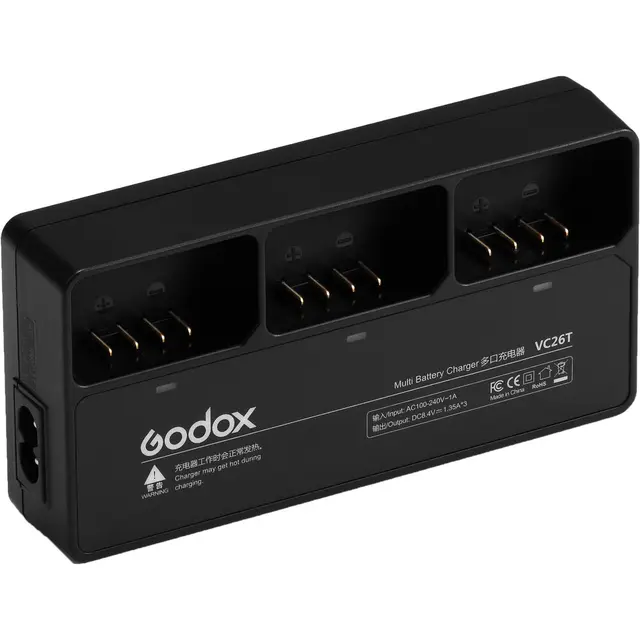 Godox VC26T Multi-Battery Charger for V1 Plass til å lade 3stk VB26 batterier 