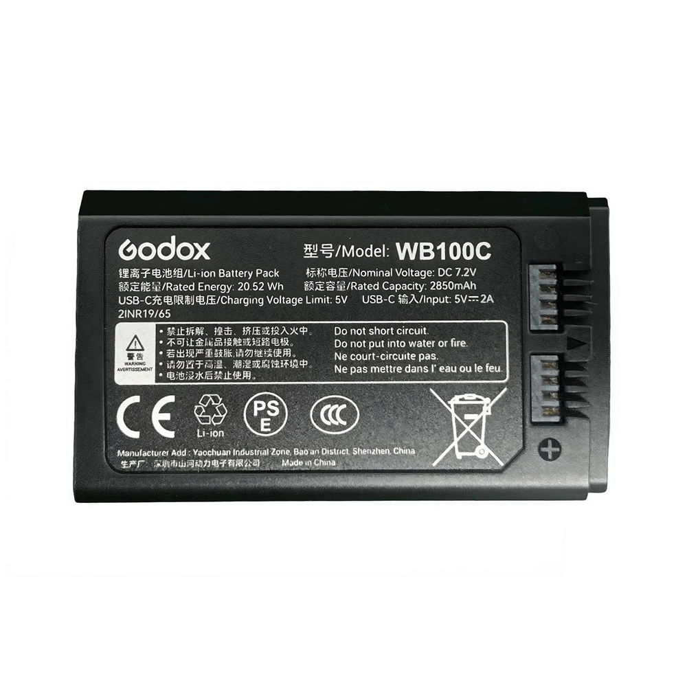 Godox WB100C Li-Ion Battery AD100pro II USB-C Originalbatteri til AD100 -serie