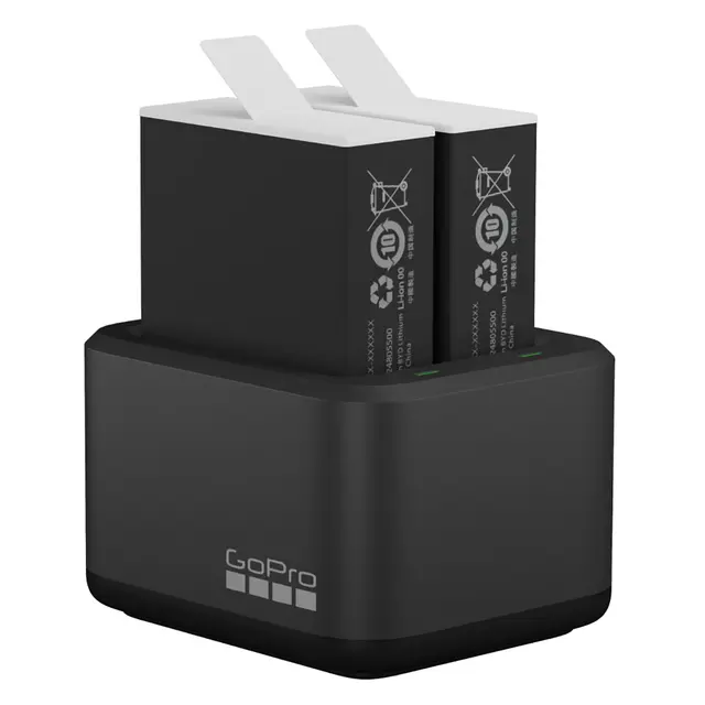 GoPro Dual Battery Charger + 2 Batterier Lader + 2 Enduro batt til HERO12/11/10/9 