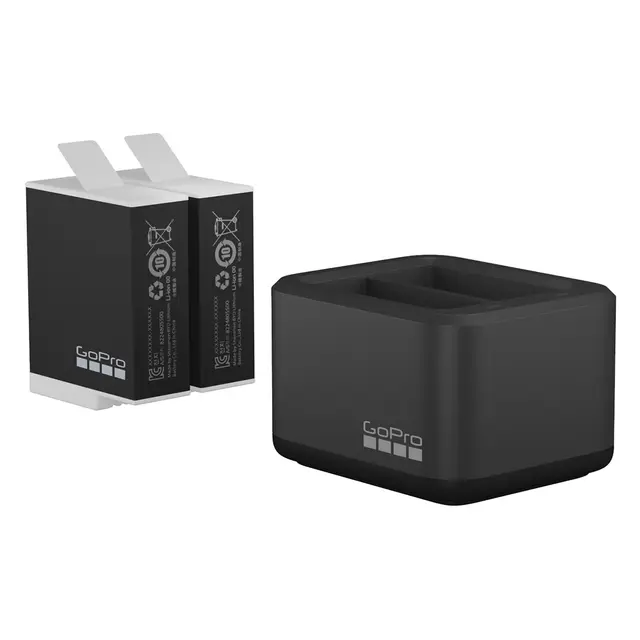 GoPro Dual Battery Charger + 2 Batterier Lader + 2 Enduro batt til HERO12/11/10/9 
