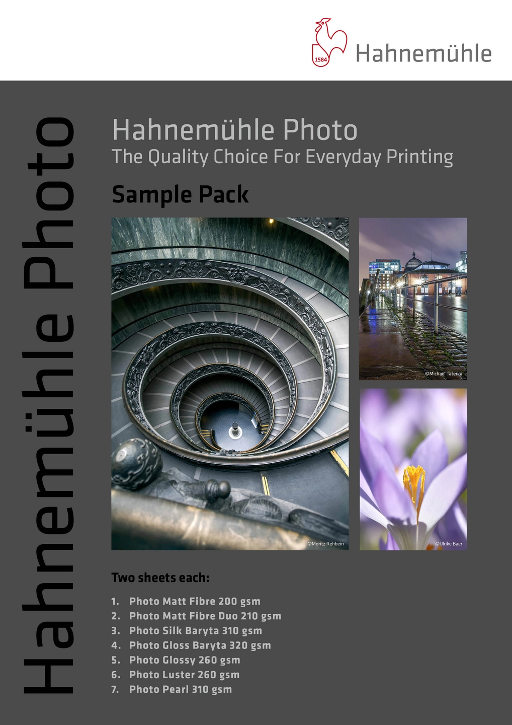 Hahnemühle prøvepakke PHOTO A4 Pakke m/ 14 ark (2av hver) Photo serien