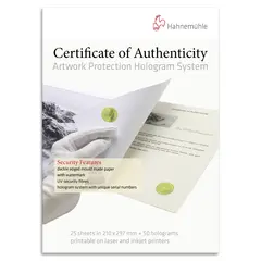 Hahnemühle Certificate of Authenticity 150gr A4 - 25 ark/50 Hologram