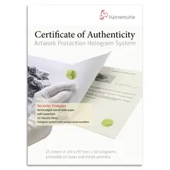 Hahnem&#252;hle Certificate of Authenticity 150gr A4 - 25 ark/50 Hologram