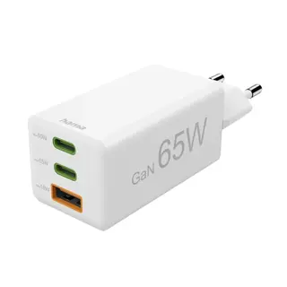 Hama USB-C Lader 2x USB-C 1x A GaN 65W USB-C og USB-A PD multilader