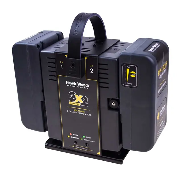 Hawk-Woods Reel-Power Dual Charger 2x Lader samtidig NB! 26v V-Mount 
