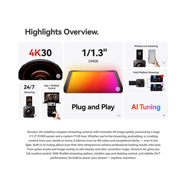 Hollyland VenusLiv Air 24/7 Live Streaming Camera 