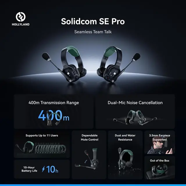 Hollyland Solidcom SE Pro Intercom 2-Person Noise Cancelling Intercom 