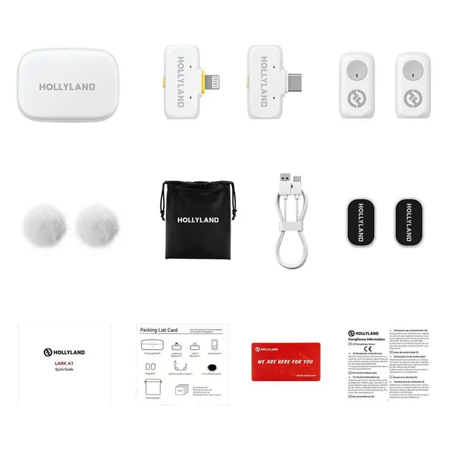 Hollyland LARK A1 Combo Ivory White m/USB-C RX + Lightning RX +Charging Case 