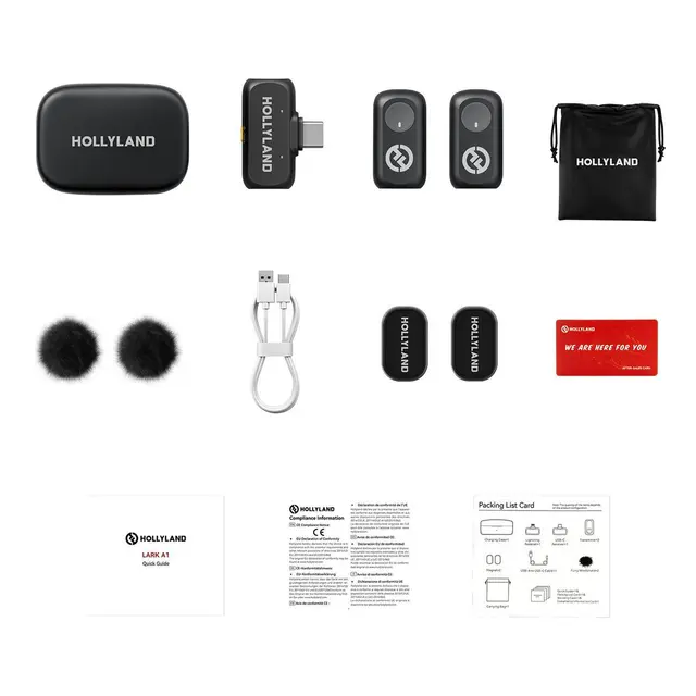 Hollyland LARK A1 Duo Med USB-C RX + Charging Case 