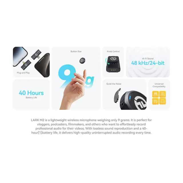 Hollyland LARK M2 Mini Combo Med Camera RX + USB-C RX 