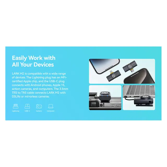 Hollyland LARK M2 Mini Combo Med Camera RX + USB-C RX 