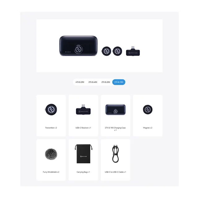 Hollyland LARK M3 Combo 2TX & 1RX USB-C RX and 2 x Wireless Microphones 