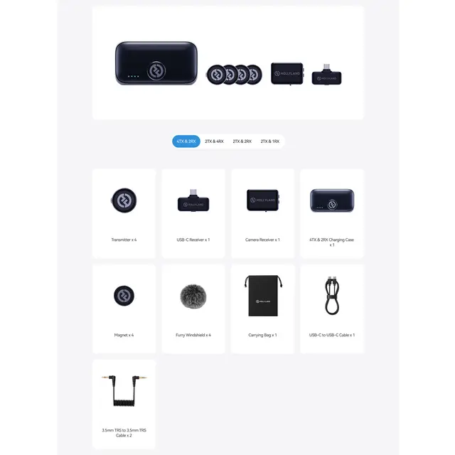 Hollyland LARK M3 Combo 4TX & 2RX USB-C RX and 4 x Wireless Microphones 