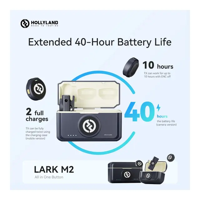 Hollyland Lark M2 USB-C WL Lavalier Trådløs mygg med USB-C plugg m/mottaker 