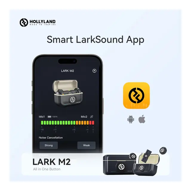 Hollyland Lark M2 USB-C WL Lavalier Trådløs mygg med USB-C plugg m/mottaker 