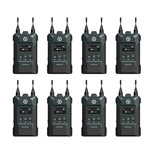 Hollyland Solidcom M1 med 8 belt packs 8x trådløs Intercom-system 