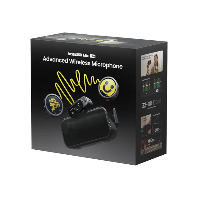 Insta360 Mic Pro (2 TX + 1 RX) 1 Mic/Sendere, 1 mottaker og ladeetui 