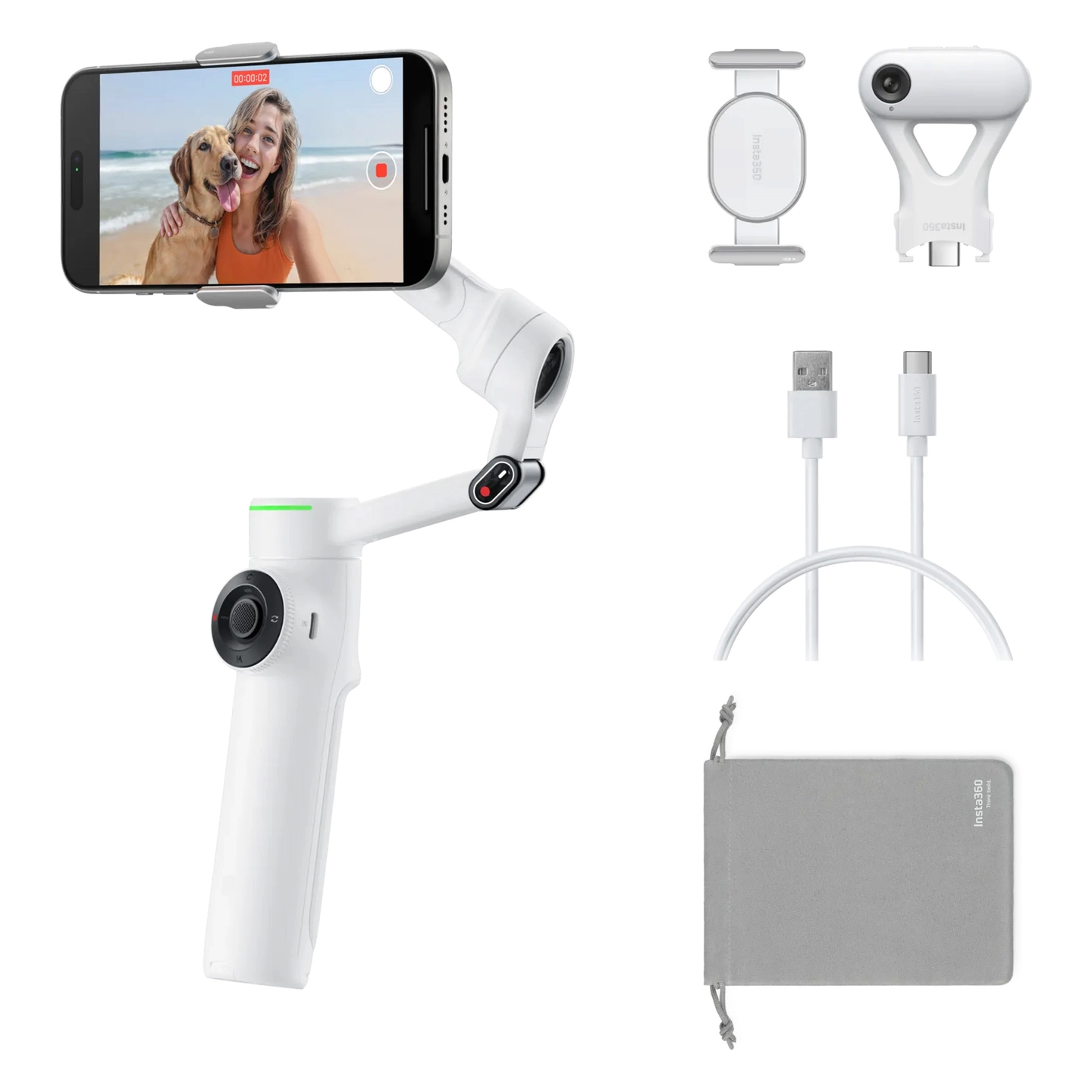 Insta360 Flow 2 Pro AI Tracker Bundle Summit White