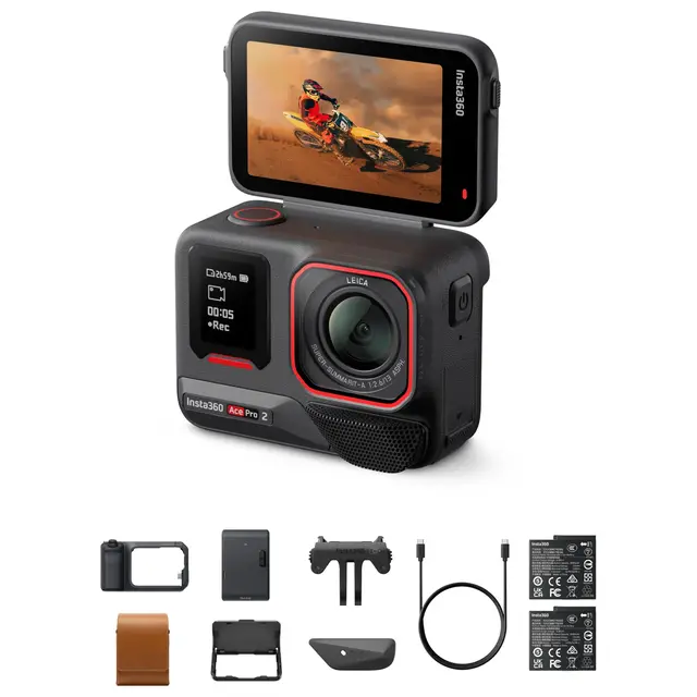 Insta360 Ace Pro 2 Flash Print Bundle Action Camera med Leica optikk 