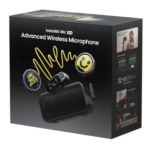 Insta360 Mic Pro (2 TX + 1 RX) 2 Sendere, 1 mottaker og ladeetui 